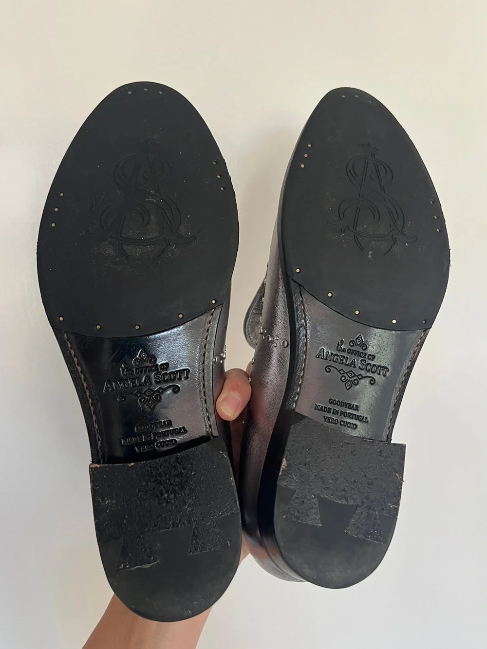 The Office of Angela Scott Miss Cecilia Studded Metallic Loafers Silver 39